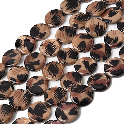 Printed Natural Freshwater Shell Beads Strands&nbsp;SHEL-A006-08-1