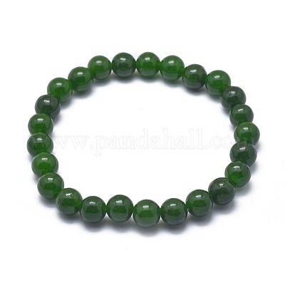Natural TaiWan Jade Bead Stretch Bracelets&nbsp;BJEW-K212-C-019-1
