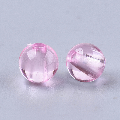 透明プラスチックビーズ  ラウンド  ピンク  6x5.5mm  穴：1.8mm  約5000個/500g&nbsp;KY-T005-6mm-630-1