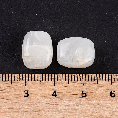 アクリルビーズ  イミテーション翡翠  長方形  貝殻色  13x11x8mm  穴：1.5mm。 39個/ 39 G&nbsp;LS-OACR-H120-02M-1