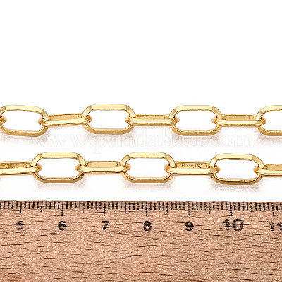 真鍮製アズキチェーン  ハンダ付け  スプールで  ゴールドカラー  13.5x7.5x2mm  約32.81フィート（10m）/ロール&nbsp;CHC-T018-41G-1