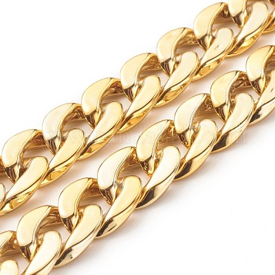 Ccbプラスチックチェーン  ツイストカーブチェーン  オーバル  ゴールド  18.5x13x4mm&nbsp;AJEW-JB01037-01-1