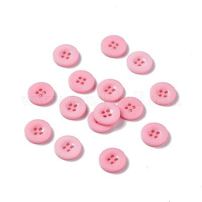 樹脂ボタン  染め  フラットラウンド  ピンク  15x2.5mm&nbsp;RESI-D033-15mm-05-1