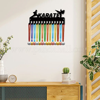 ORIGACH メダルホルダー ディスプレイハンガーラック フレーム ホッケー ブラック 頑丈なメダル 金属製 壁取り付け 取り付け簡単 16インチ ORIGACH メダルホルダー ディスプレイハンガーラック フレーム