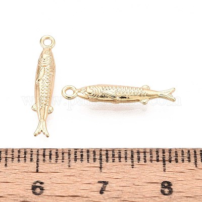 真鍮チャーム 魚 18KGP本金メッキ 18.5x3.5x2.5mm 穴：1.2mmの通販