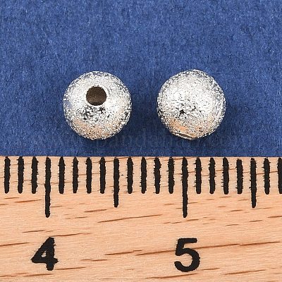 真鍮ビーズ  テクスチャラウンド  銀  5x4.5mm  穴：1.4mm&nbsp;KK-H250-04B-S-1