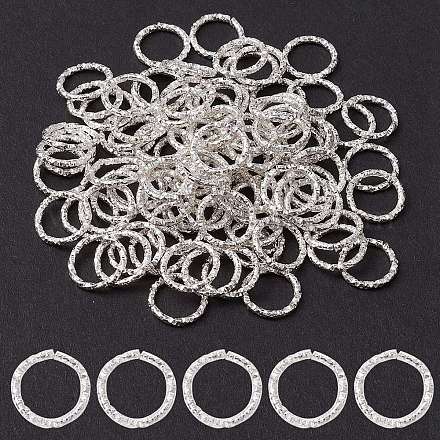 アイアン製フレームコネクター テクスチャ 丸いリング 溶接されていない 銀色のメッキ 10mm IFIN-YW0001-89S-1