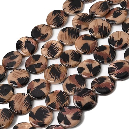 Printed Natural Freshwater Shell Beads Strands SHEL-A006-08-1