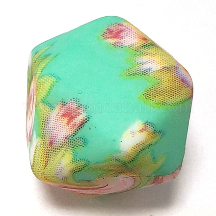 シリコンビーズ  花柄の六角形  淡緑色  14x14x14mm  穴：2.5mm&nbsp;SIL-SG0002-01C-1