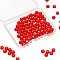 100Pcs Glass Bead, No Hole, Round, Red, 6mm
