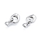 Brass Fold Over Clasps, Cadmium Free & Nickel Free & Lead Free, Oval, Real Platinum Plated, Clasp: 12.5x7x5.5mm, Inner Diameter: 3.8x1.2mm, Oval: 13.5x11.5x4.5mm