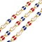 Ion Plating(IP) Brass Chains, Cable Chains with Enamel, Real 18K Gold Plated, Soldered, with Spool, Flat Oval, Colorful, 8.5x4x1.5mm, about 32.81 Feet(10m)/Roll
