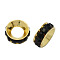 Brass Rhinestone Spacer Beads, Cadmium Free & Lead Free, Grade A, Rondelle, Golden Metal Color, Jet, 9x4mm, Hole: 4mm