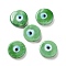 Handmade Evil Eye Lampwork Beads, Flat Round, Medium Sea Green, 17~17.5x4mm, Hole: 1.2mm