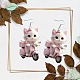 アクリルダングルピアス  猫の形  プラチナ  ピンク  55~57mm&nbsp;FS-WG257D2-01-2