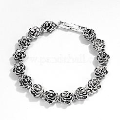 Vintage Alloy Rose Flower Link Chain Bracelet for Women&nbsp;BJEW-A140-01AS