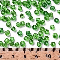 ガラスシードビーズ  トランスペアレント  ラウンド  グリーン  6/0  4mm  穴：1.5mm  約4500ビーズ/ポンド&nbsp;SEED-A004-4mm-7