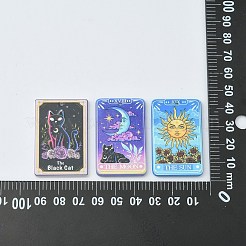 15個3スタイルプリントアクリルパーツ  タロット模様のチャーム付き長方形  ミックスカラー  43x27x2.5mm  穴：1.8mm  5個/スタイル&nbsp;SACR-CJ0001-29