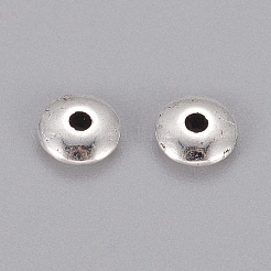 チベット風スペーサービーズ  鉛フリー＆カドミウムフリー  フラットラウンド  アンティークシルバー  6x2mm  穴：1.5mm&nbsp;TIBEB-R020-AS-LF