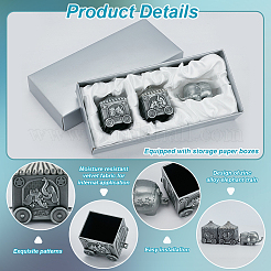 Tibetan Style Zinc Alloy Elephant Train Engraved My First Curl/Tooth Boxes&nbsp;CON-WH0089-108AS