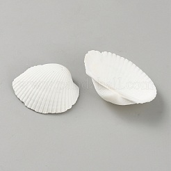 天然石シェルペンダント  貝殻の形のチャーム  フローラルホワイト  32~47x40~57x14.5~20mm  穴：1.4~1.5mm  約51個/500g&nbsp;SSHEL-WH20001-01B