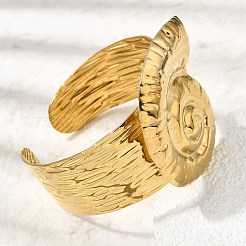 Hammered 304 Stainless Steel Cuff Bangles for Women&nbsp;BJEW-Z177-01G-05