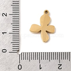 304ステンレスペンダント  花のチャーム  ラインストーン付き  イオンプレーティング（ip）  18KGP本金メッキ  17x12.5x2mm  穴：1.5mm&nbsp;STAS-K297-02A-G