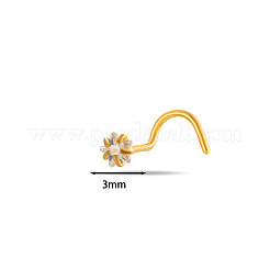 316l サージカルステンレススチール クリアキュービックジルコニア フィッシュテール ノーズリング  ゴールドカラー  スター  7x3mm  ピン：0.8mm&nbsp;WG27769-02