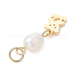 Natural Cultured Freshwater Pearl Rice with 304 Stainless Steel Pendants&nbsp;PALLOY-JF04791
