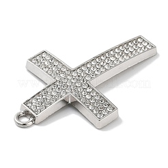 合金ラインストーンビッグサイズペンダントトップ  クロス  プラチナ  58x37x3mm  穴：3mm&nbsp;ALRI-S001-13A-P