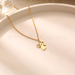 304ステンレススチール製 母子シルエット ママペンダントネックレス 女性用  18KGP本金メッキ  17.72インチ（45cm）&nbsp;WI4645-1