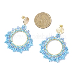 Glass Seed Bead Woven Stud Earrings&nbsp;EJEW-MZ00597-03