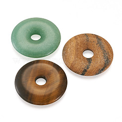 5Pcs 5 Style Natural Rose Quartz & Tiger Eye & Howlite & Picture Jasper & Green Aventurine Pendants&nbsp;G-FW0001-08