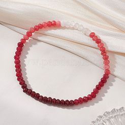 マレーシア産天然翡翠の染色ロンデルビーズストレッチブレスレット（女性用）  グラデーションカラー  ミックスカラー  ビーズ：4.5x3.5mm  内径：2.20インチ（5.6cm）&nbsp;BJEW-JB13042