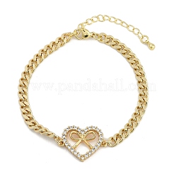 Brass Micro Pave Clear Cubic Zirconia Link Bracelets&nbsp;LS-BJEW-M050-05G-01