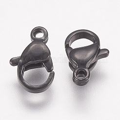 304ステンレス鋼カニカンイオンプレーティング（IP）  オウムトリガークラスプ  電気泳動黒  10x6.5x3mm&nbsp;STAS-P185-10-B