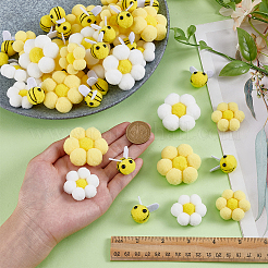48個 5スタイル 蜂とひまわりの糸飾りアクセサリー  ミックスカラー  24~50x16~33x13.5~19mm&nbsp;DIY-NB0014-86