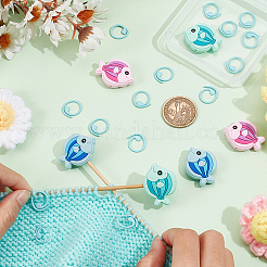 6Pcs 3 Colors Fish Silicone Beads Knitting Needle Protectors/Knitting Needle Stoppers&nbsp;DIY-NB0010-36