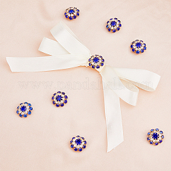 8穴ゴールドトーン合金ラインストーンシャンクボタン1個  服飾材料  花  カプリブルー  21~22x9.5mm  穴：1.6mm&nbsp;BUTT-DC0001-08
