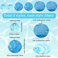 60Pcs 3 Styles Capiz Shell Pendants&nbsp;SSHEL-SC0001-46
