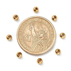 304ステンレススチールビーズ  ラウンド  24KGP本金メッキ  4x3.5~4mm  穴：1.5mm&nbsp;A-STAS-H558-36G