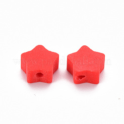 手作り樹脂粘土ビーズ  ジュエリー工芸用品のDIY用  スター  ミックスカラー  9x9~10x4~5mm  穴：1.6mm&nbsp;X-CLAY-N008-012