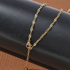 4mm 304ステンレススチール製ダブチェーンネックレス  イオンプレーティング（ip）  ゴールドカラー  17.72インチ（45cm）  リンク：7.5x4x0.8mm&nbsp;NJEW-D328-03G-01