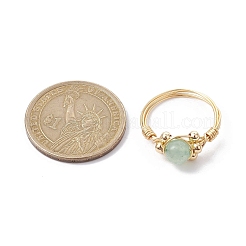 女性用銅線巻き天然宝石指輪  ゴールドカラー  1.5~8mm  内径：18mm&nbsp;RJEW-JR00624