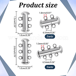 10 Sets 2 Styles 304 Stainless Steel Slide Lock Clasps&nbsp;STAS-ME0003-55