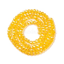 電気メッキガラスビーズセット  パール光沢メッキ  多面カット  ロンデル  オレンジ  2.9~3.3x2mm  穴：0.8mm  約135~140個/連  32~34cm&nbsp;EGLA-A044-T2mm-A05