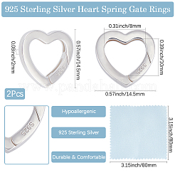 2Pcs 925 Sterling Silver Spring Gate Rings&nbsp;STER-BBC0008-24A