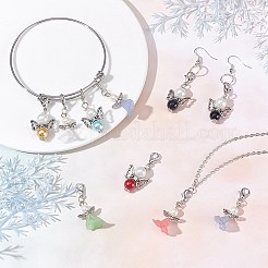40個 2スタイル アクリル&合金ペンダント  ガラスビーズ  合金ビーズ＆カニカン  天使  ミックスカラー  38mm  20個/スタイル&nbsp;FIND-SC0001-53