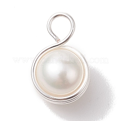 Natural Cultured Freshwater Pearl Copper Wire Wrapped Pendants&nbsp;PALLOY-JF02684