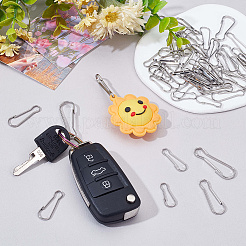 304 ステンレススチール プッシュゲート スナップ キーチェーン クラスプ 金具  ステンレス鋼色  22~38x9~13x2~2.5mm  250個/セット&nbsp;STAS-SP0001-90